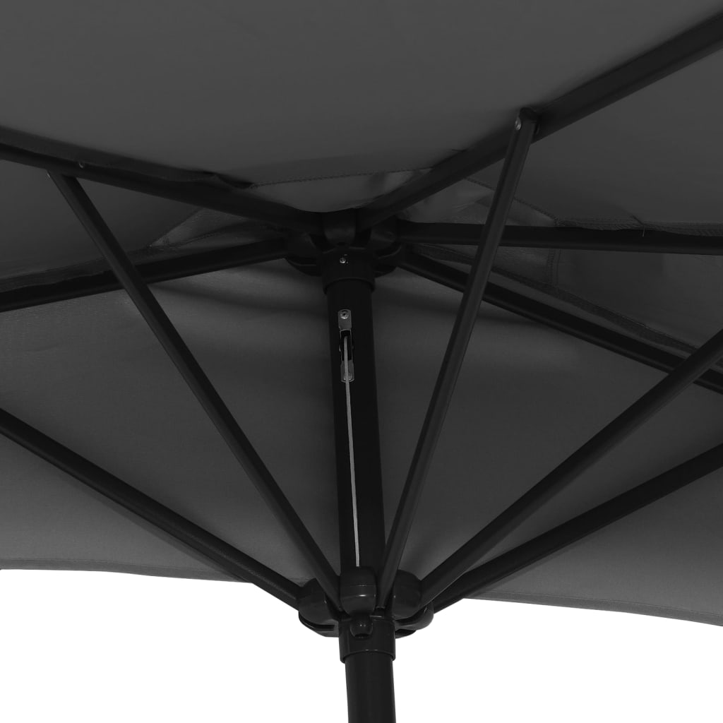 Balkonparasol half met aluminium paal 270x144x222 cm terracotta