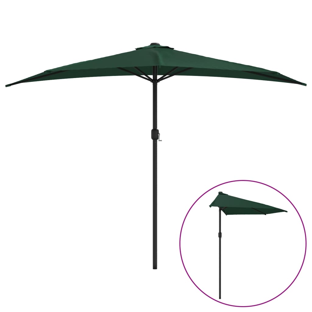 Balkonparasol half met aluminium paal 270x144x222 cm terracotta