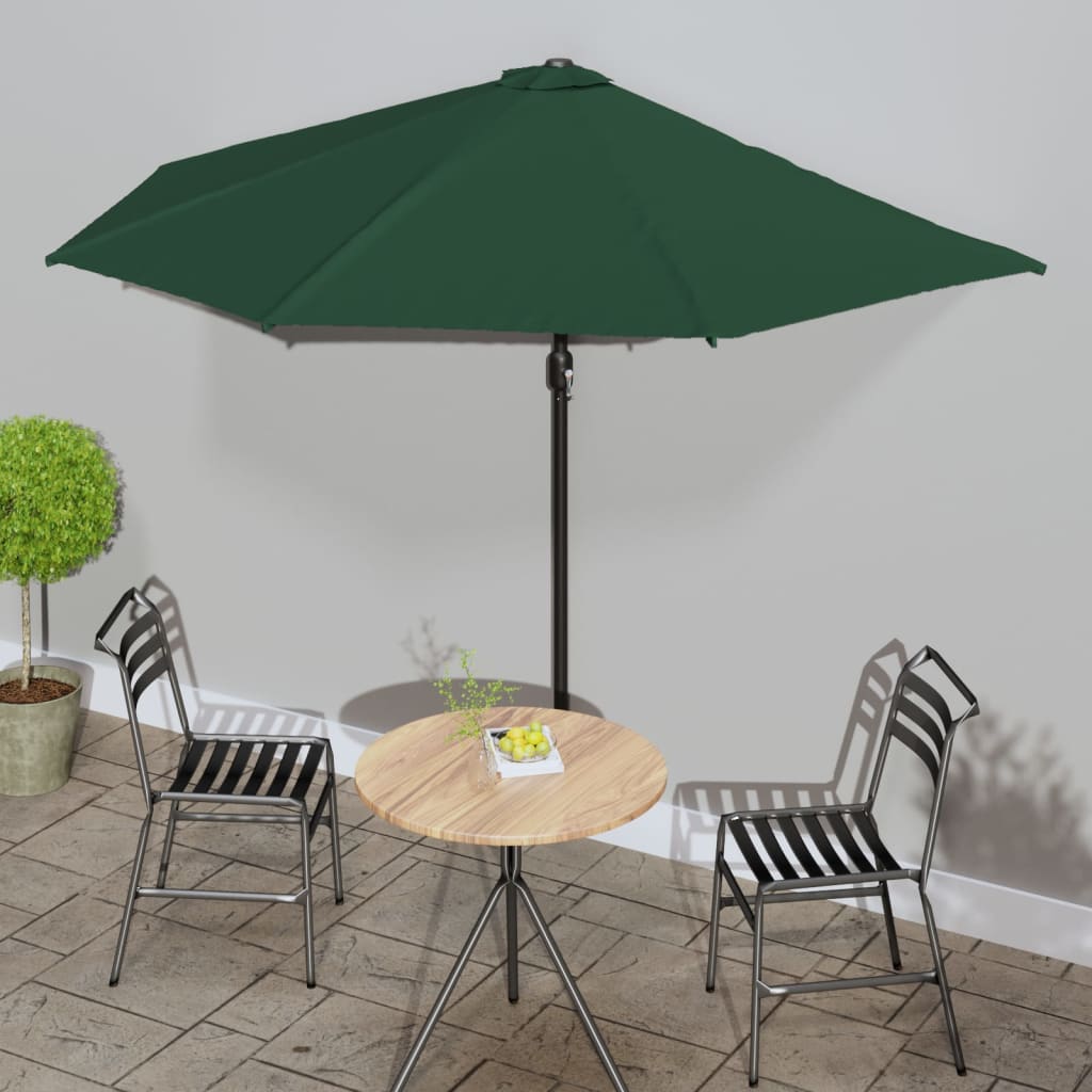 Balkonparasol half met aluminium paal 270x144x222 cm terracotta