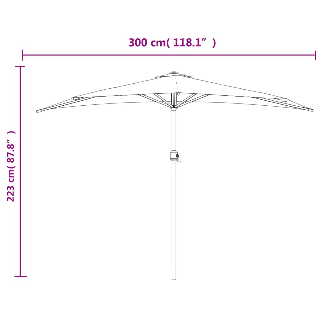 Balkonparasol half met aluminium paal 270x144 cm