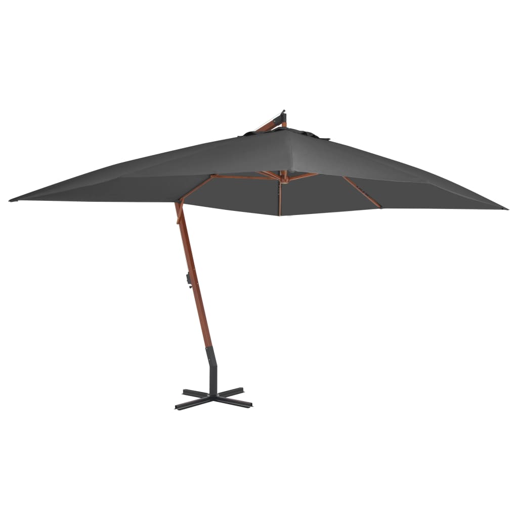 Zweefparasol met houten paal 400x300 cm