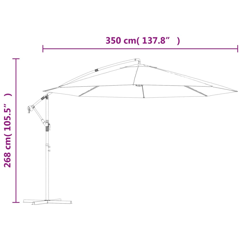 Zweefparasol met aluminium paal 350 cm