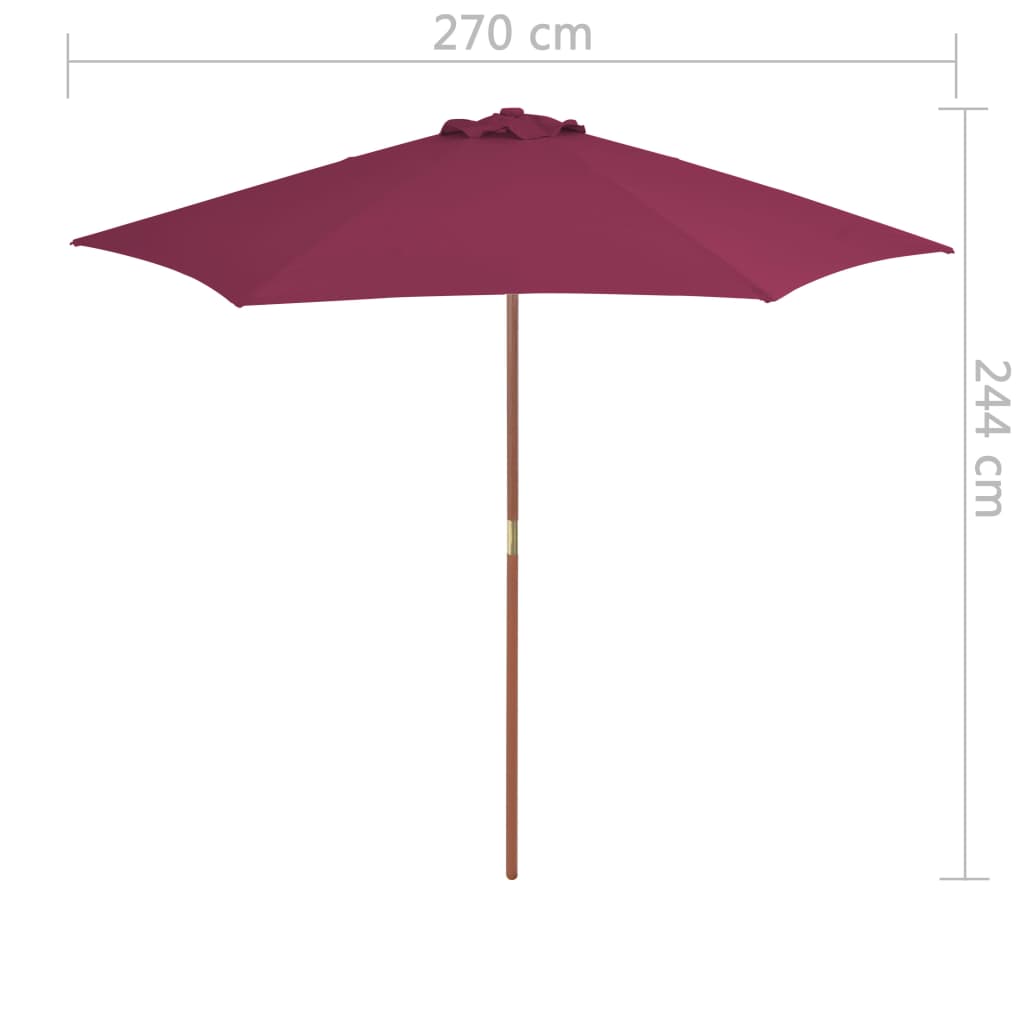 Parasol met houten paal 270 cm