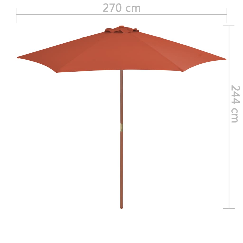 Parasol met houten paal 270 cm