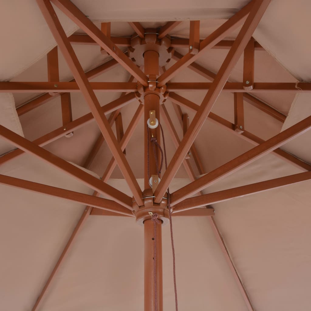 Parasol à deux étages avec mât en bois 270 cm