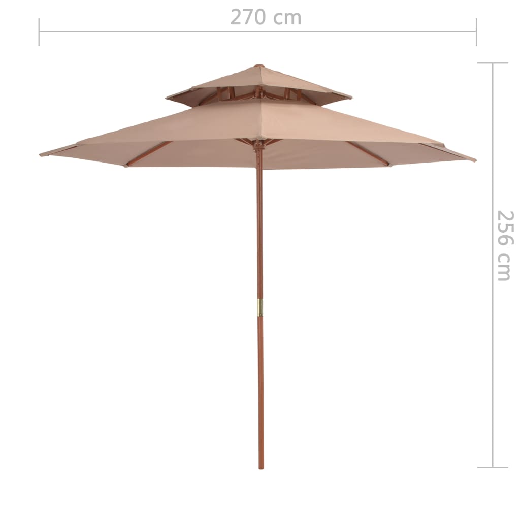 Parasol dubbeldekker met houten paal 270 cm