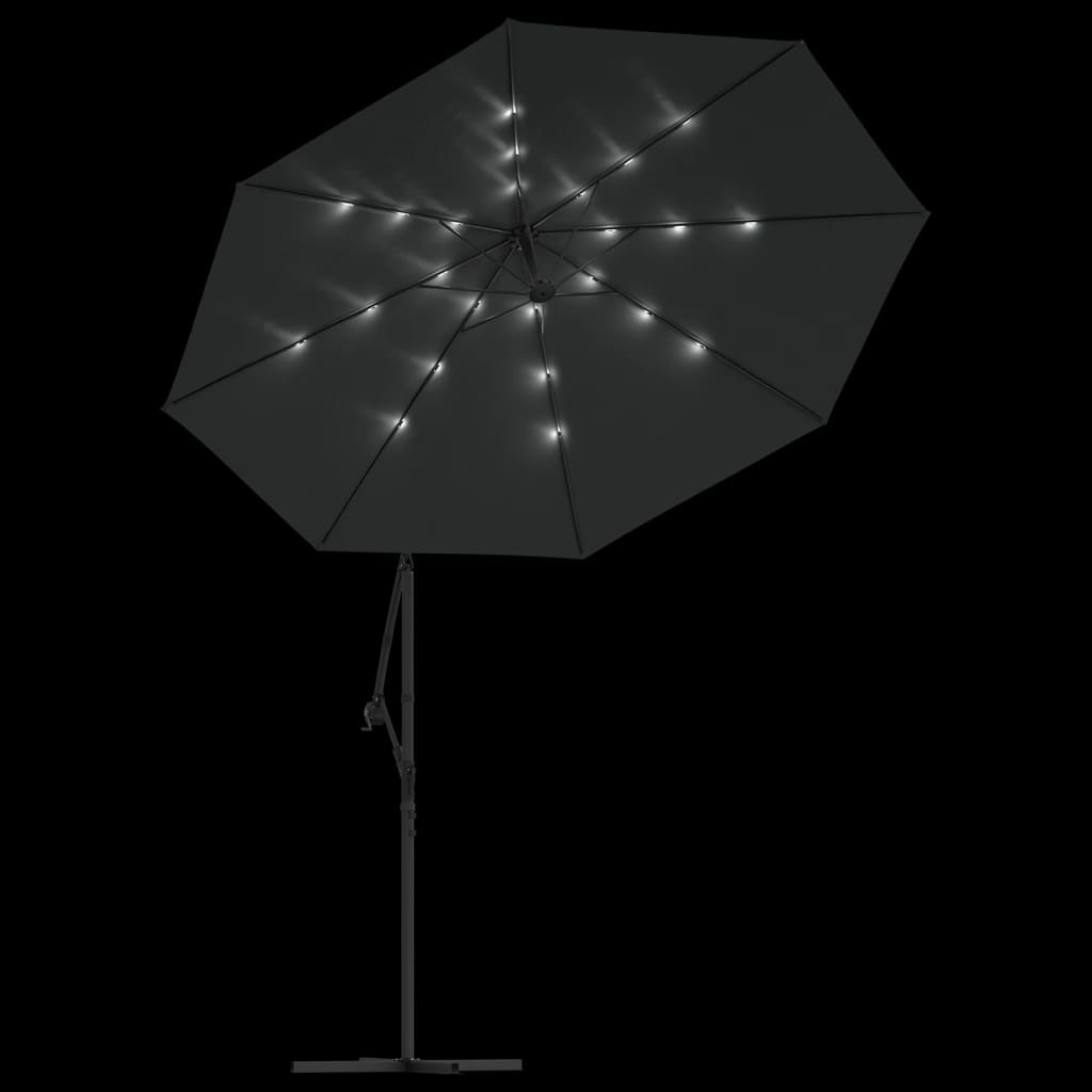 Zweefparasol met LED-verlichting en stalen paal 300 cm