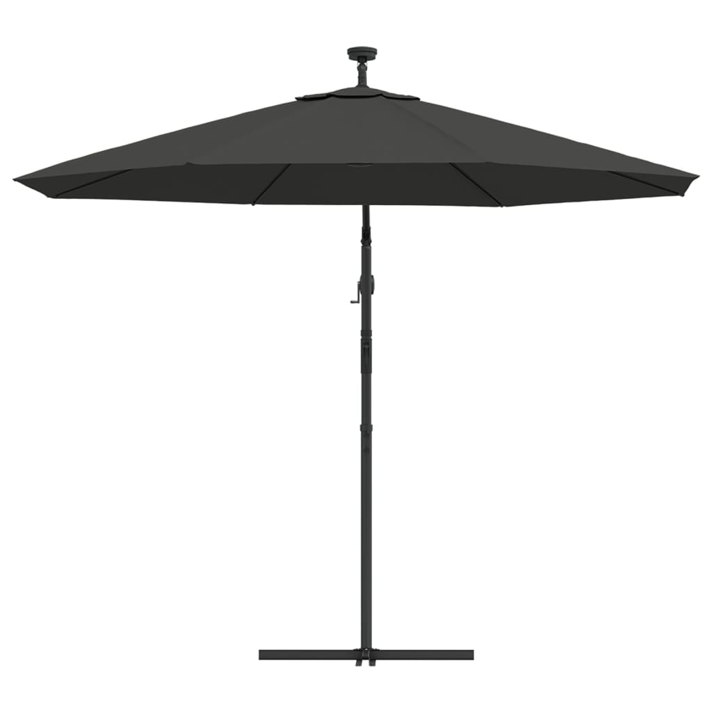 Parasol flottant avec éclairage LED et mât en acier rouge vin