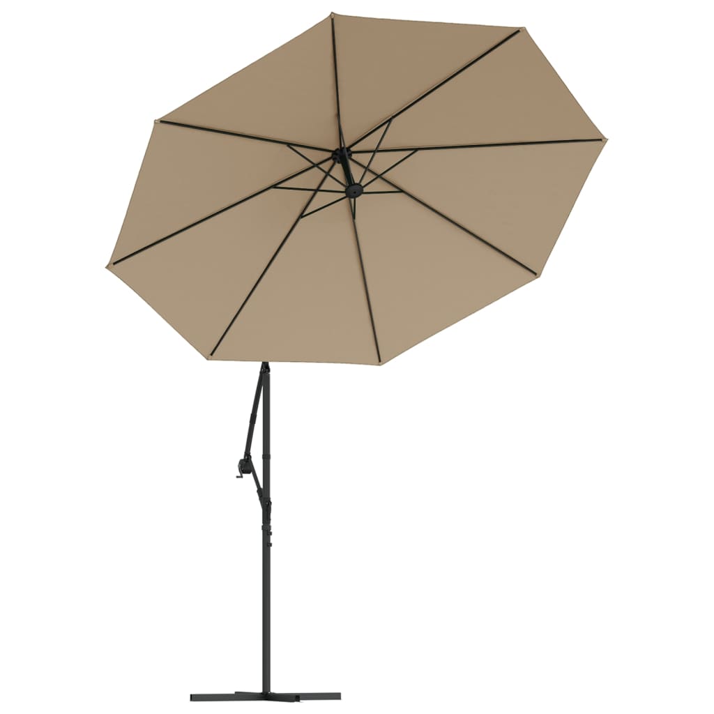 Zweefparasol met LED-verlichting en stalen paal 300 cm