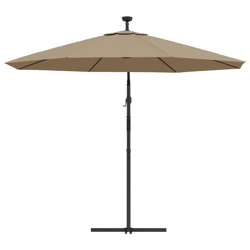 Zweefparasol met LED-verlichting en stalen paal 300 cm