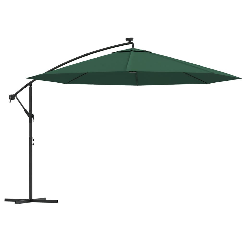 Parasol flottant avec éclairage LED et mât en acier rouge vin