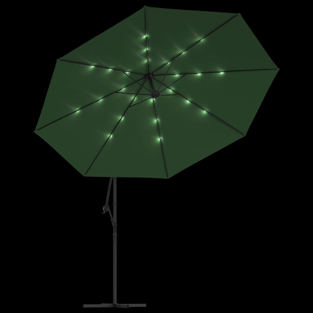 Zweefparasol met LED-verlichting en stalen paal 300 cm