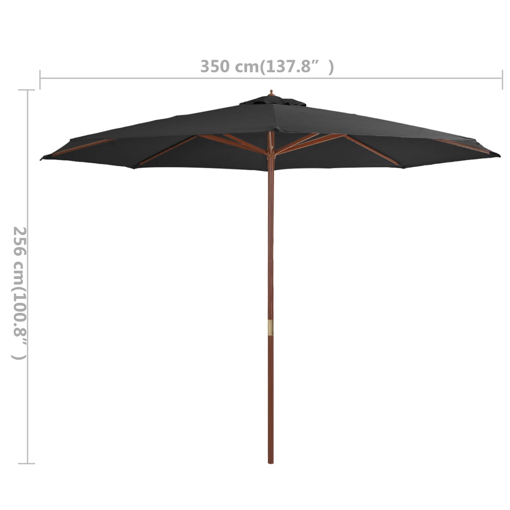 Parasol met houten paal 350 cm