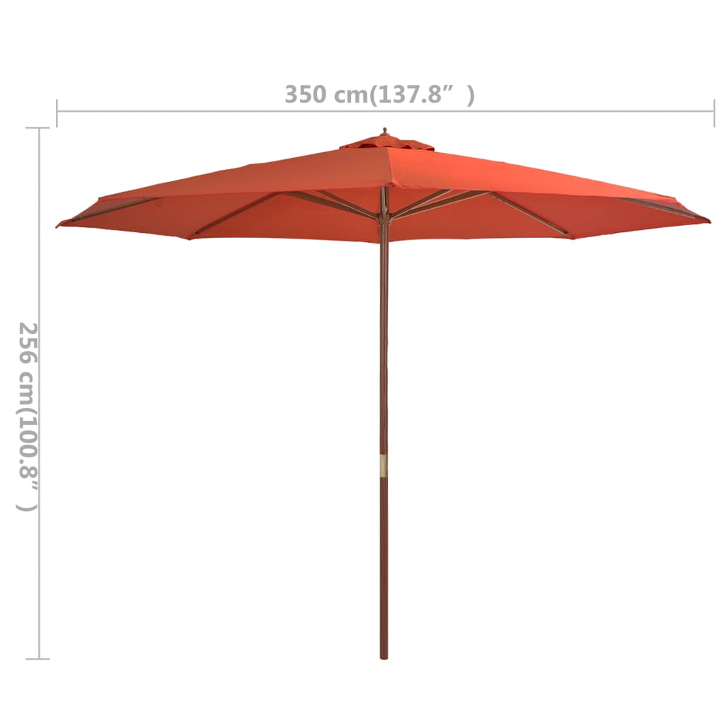 Parasol met houten paal 350 cm