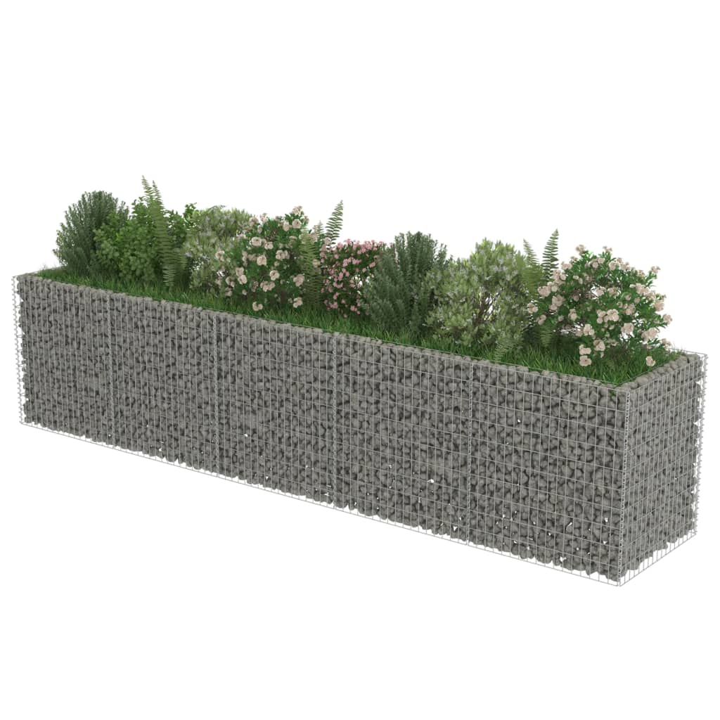 Gabion plantenbak verhoogd 90x90x100 cm gegalvaniseerd staal