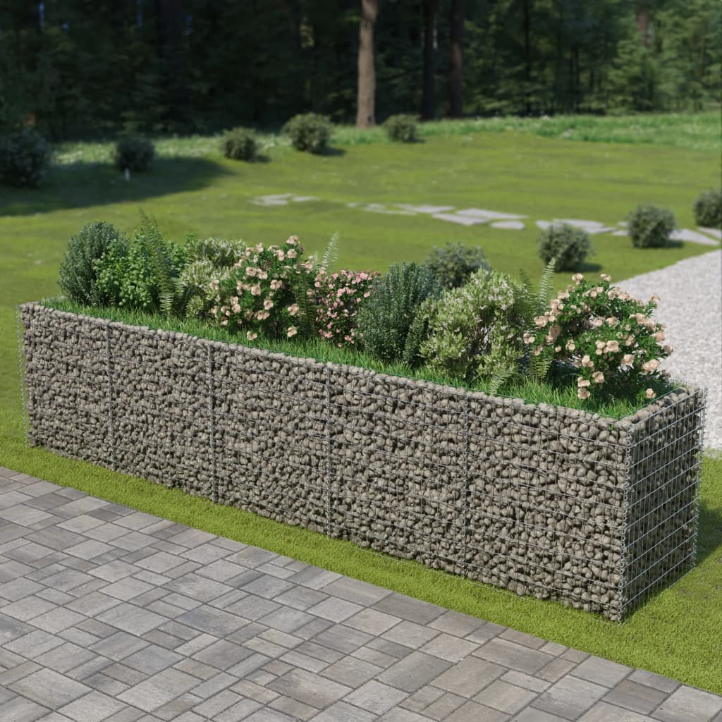 Gabion plantenbak verhoogd 90x90x100 cm gegalvaniseerd staal