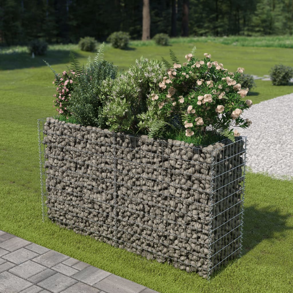 Gabion plantenbak verhoogd 90x90x100 cm gegalvaniseerd staal