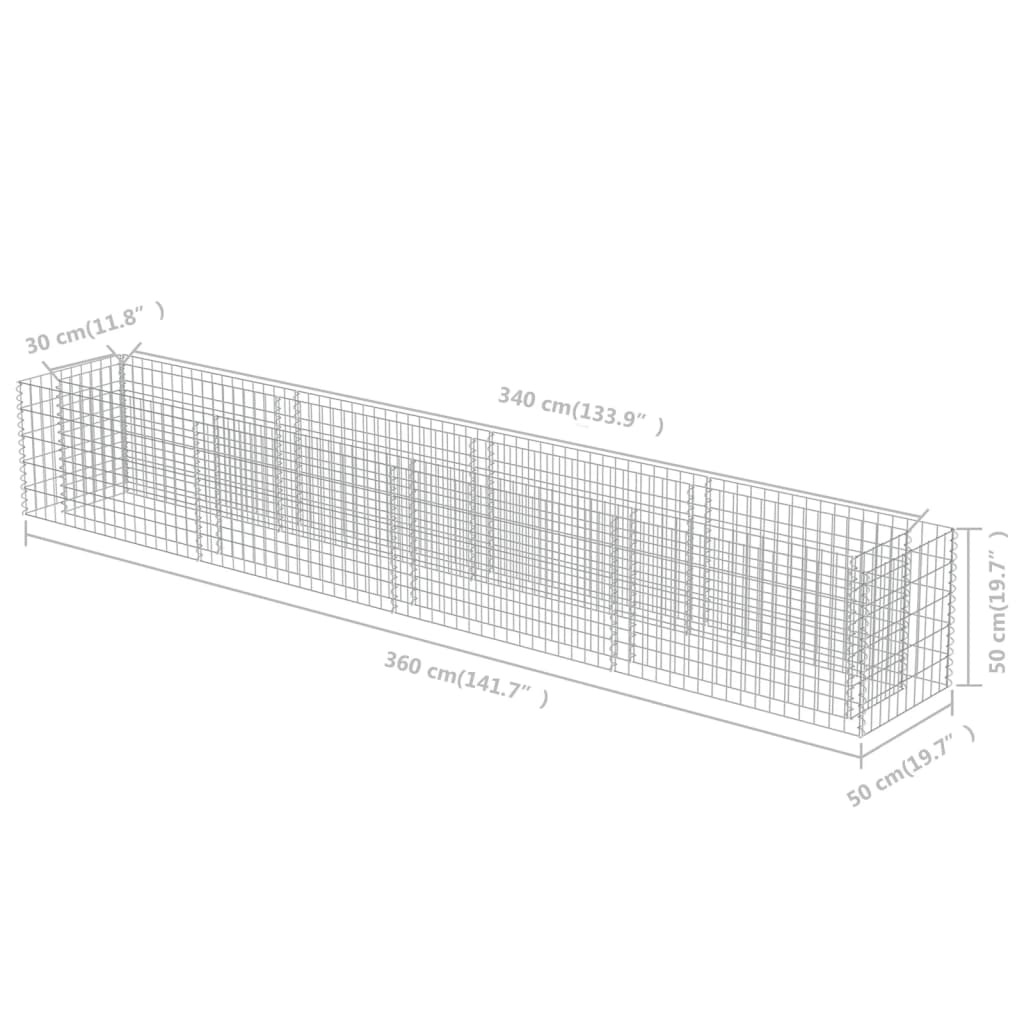 Gabion plantenbak verhoogd 90x90x100 cm gegalvaniseerd staal