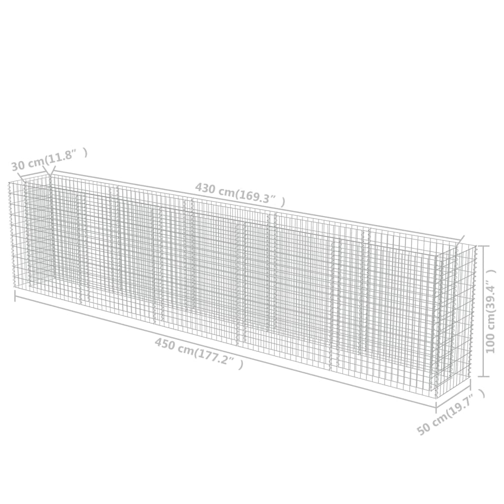 Gabion plantenbak verhoogd 90x90x100 cm gegalvaniseerd staal