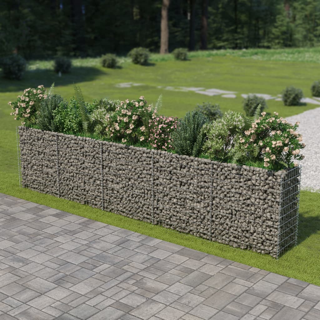 Gabion plantenbak verhoogd 90x90x100 cm gegalvaniseerd staal