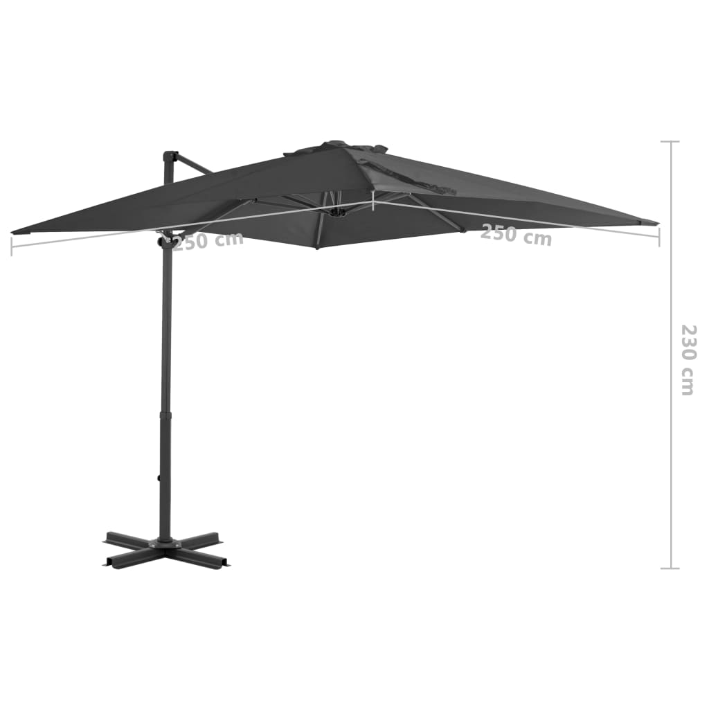 Parasol flottant avec mât en aluminium 300 cm couleur sable