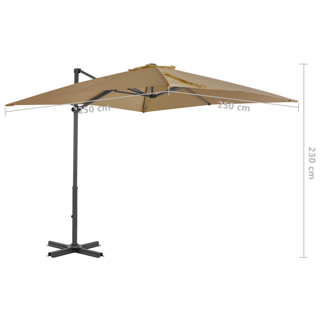 Parasol flottant avec mât en aluminium 300 cm couleur sable