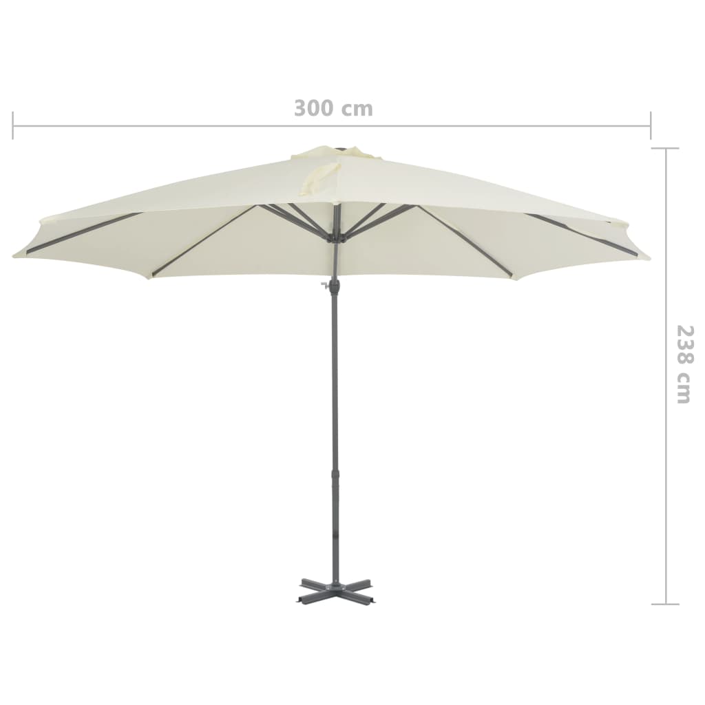 Parasol flottant avec mât en aluminium 300 cm couleur sable