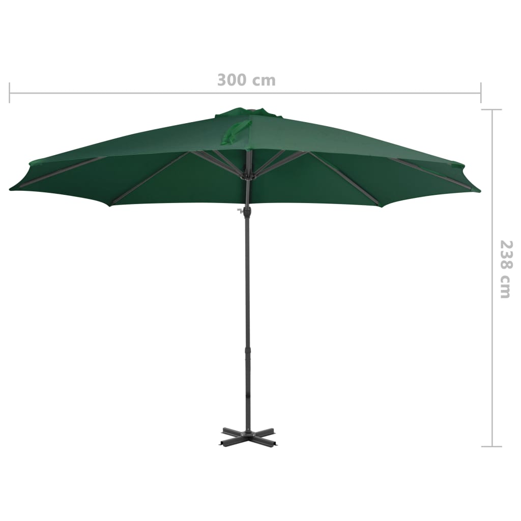 Parasol flottant avec mât en aluminium 300 cm couleur sable