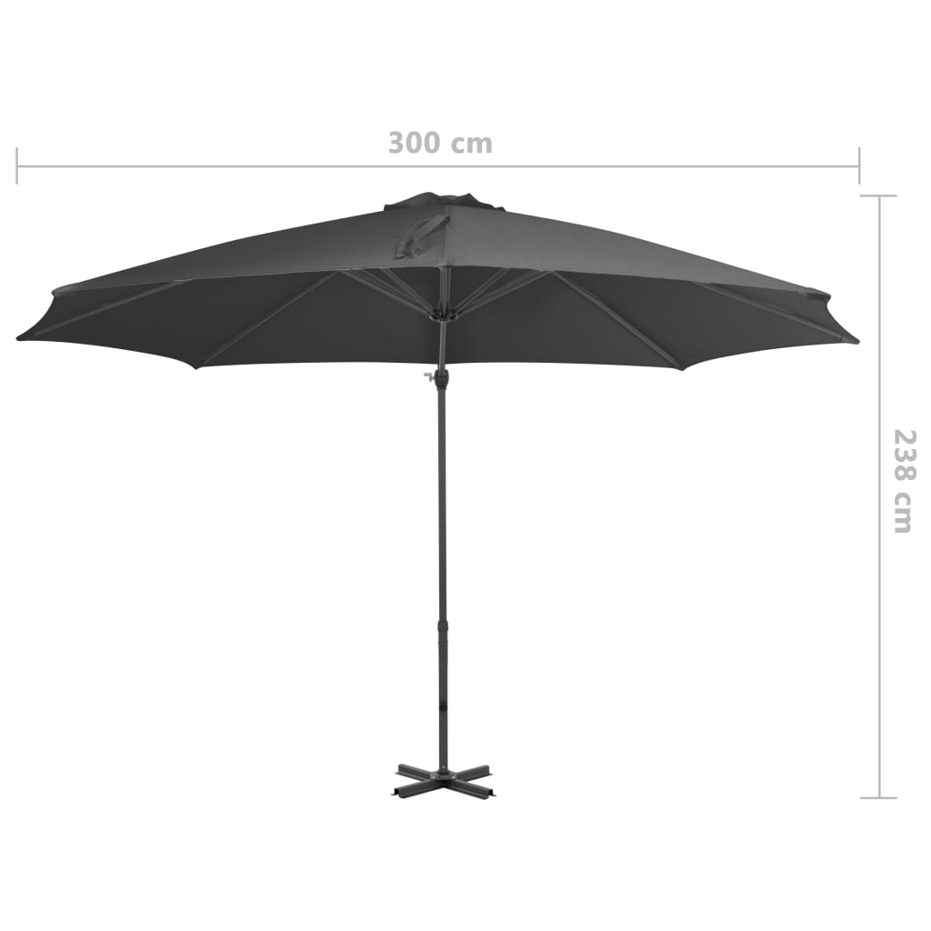 Parasol flottant avec mât en aluminium 300 cm couleur sable