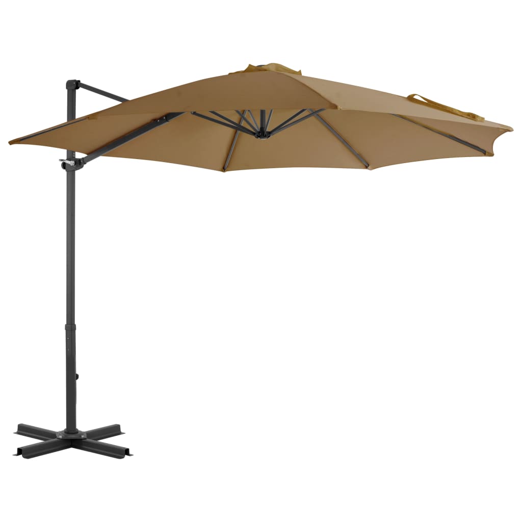 Parasol flottant avec mât en aluminium 300 cm couleur sable