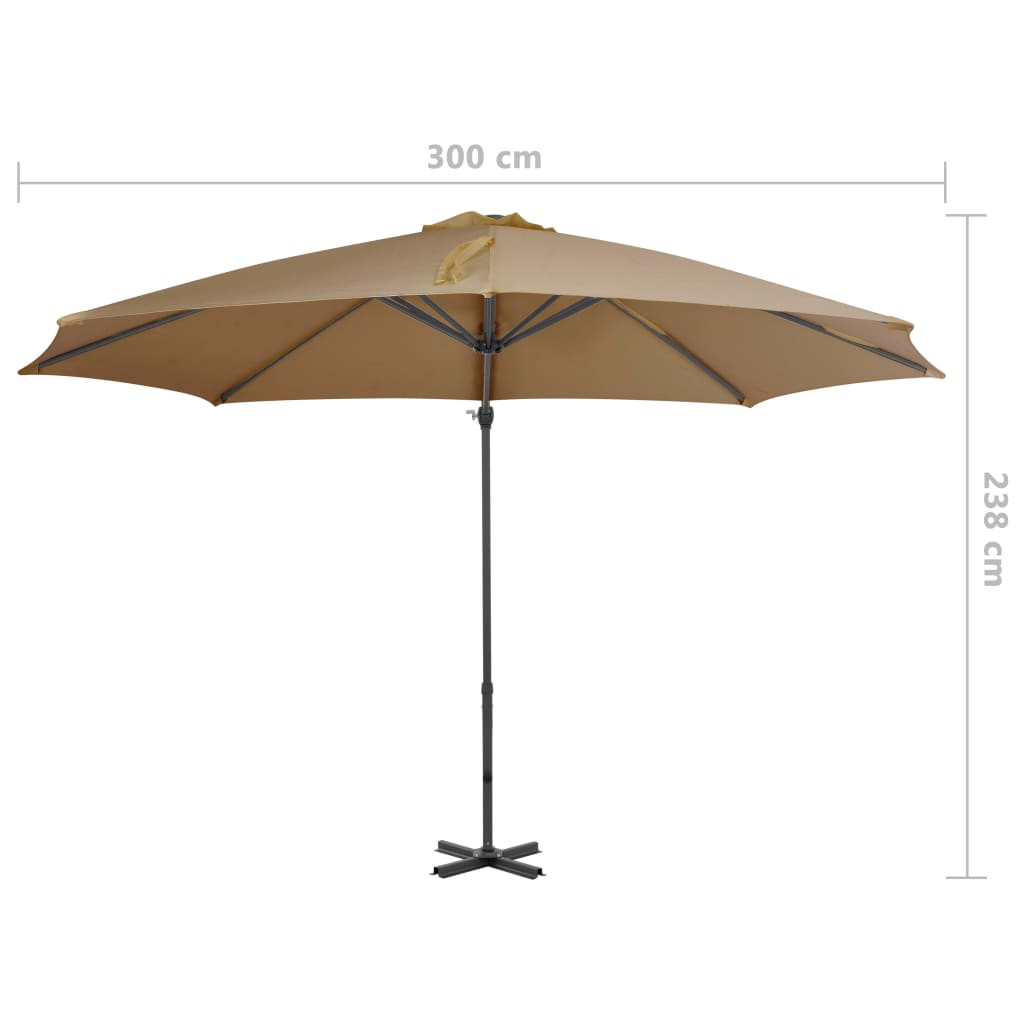 Parasol flottant avec mât en aluminium 300 cm couleur sable