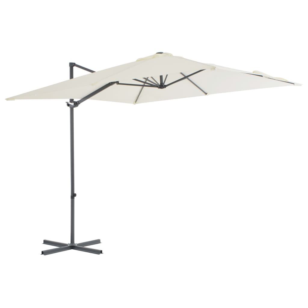 Parasol flottant avec mât en acier 250x250 cm couleur terre cuite