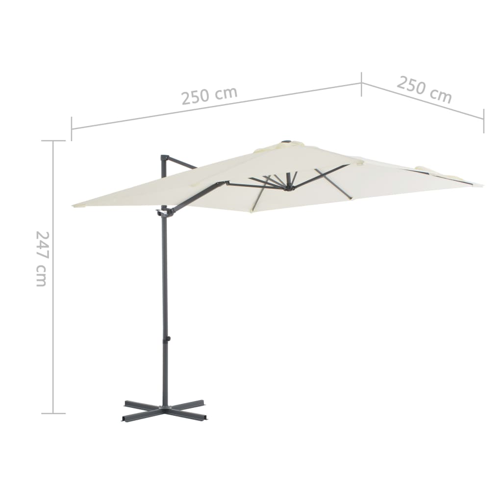 Parasol flottant avec mât en acier 250x250 cm couleur terre cuite