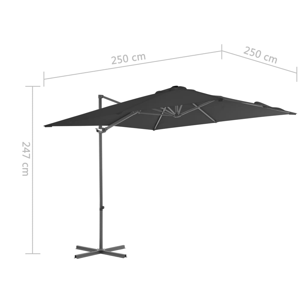 Parasol flottant avec mât en acier 250x250 cm couleur terre cuite