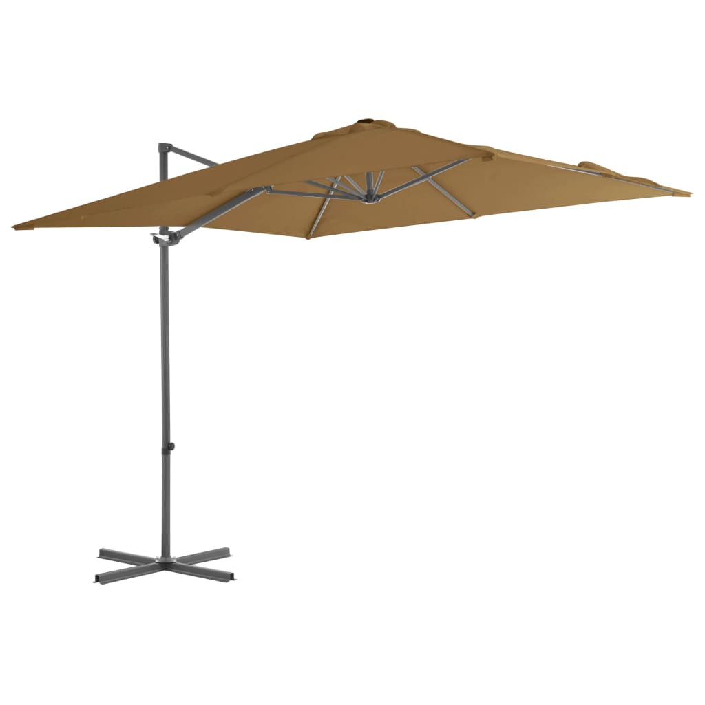 Parasol flottant avec mât en acier 250x250 cm couleur terre cuite