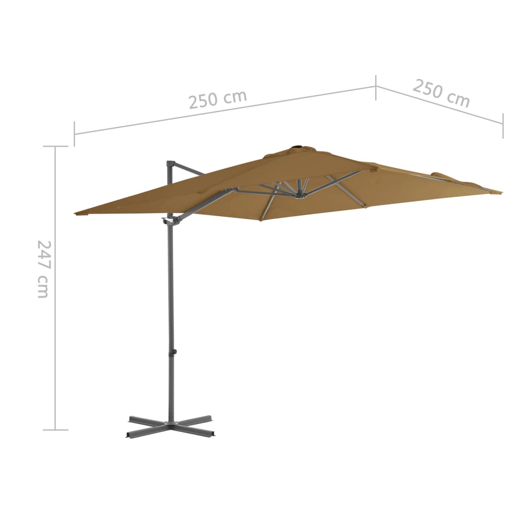 Zweefparasol met stalen paal 250x250 cm terracottakleurig