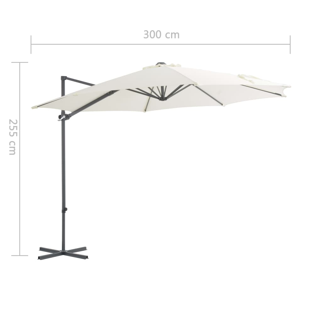 Parasol flottant avec mât en acier 250x250 cm couleur terre cuite