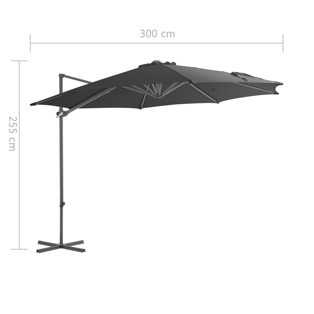 Parasol flottant avec mât en acier 250x250 cm couleur terre cuite