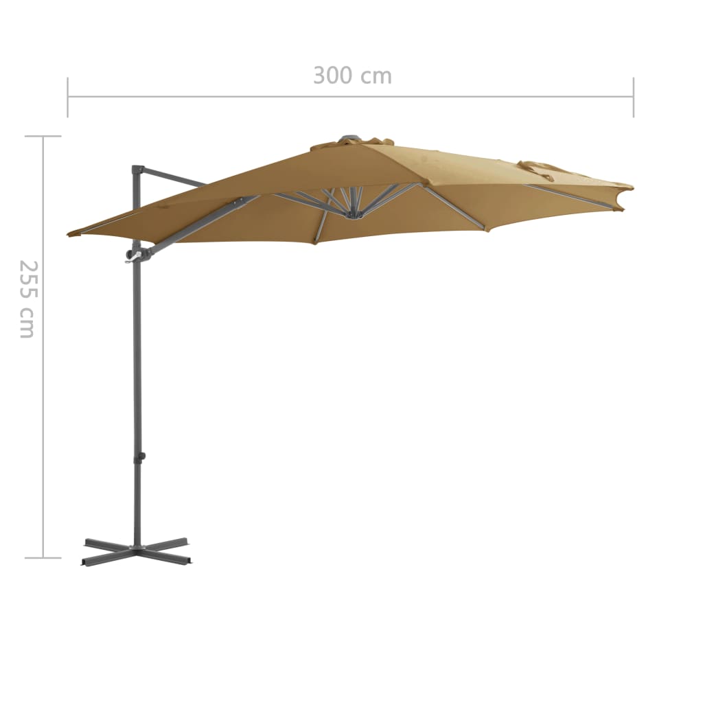 Parasol flottant avec mât en acier 250x250 cm couleur terre cuite