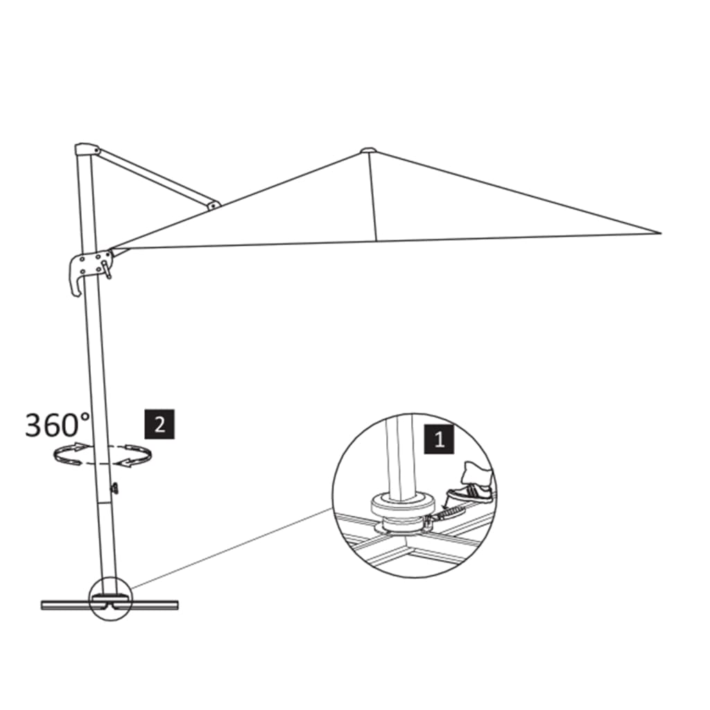 Zweefparasol met aluminium paal 300x300 cm