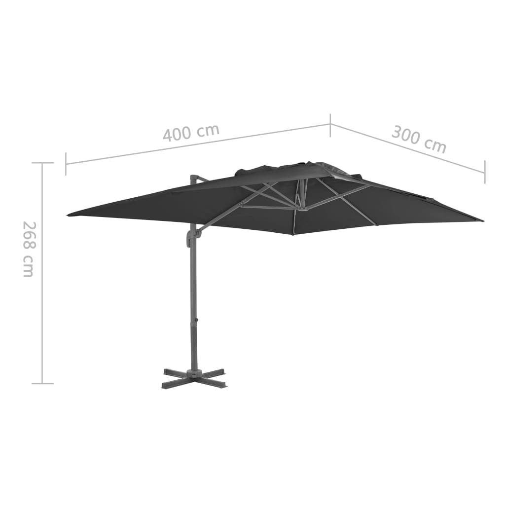 Zweefparasol met aluminium paal 300x300 cm zandkleurig