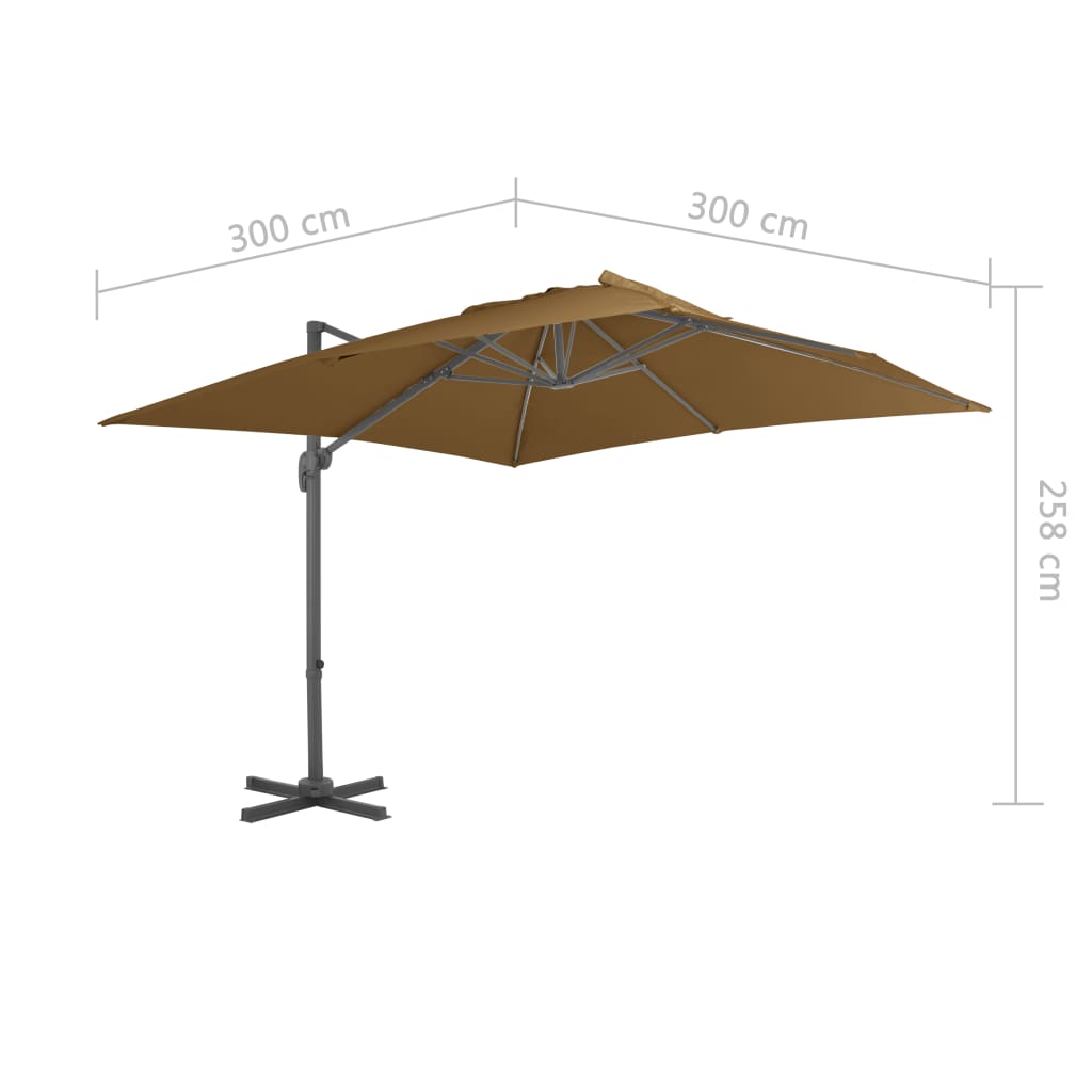 Zweefparasol met aluminium paal 300x300 cm zandkleurig