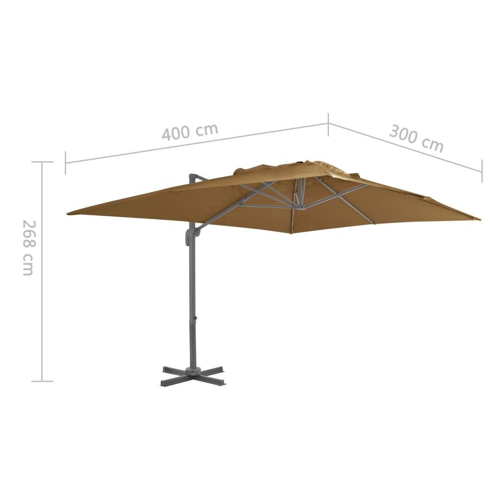 Zweefparasol met aluminium paal 300x300 cm