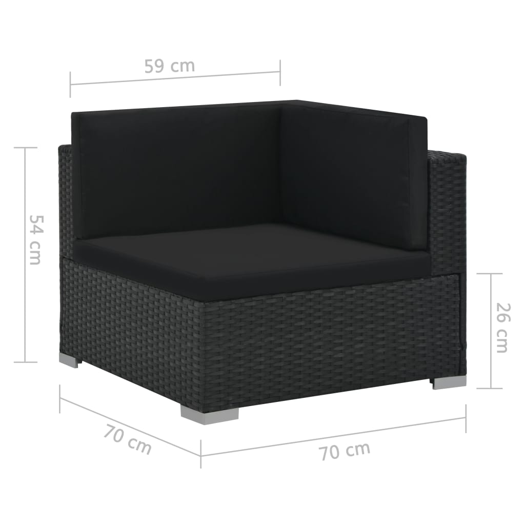 6-delige Loungeset met kussens poly rattan