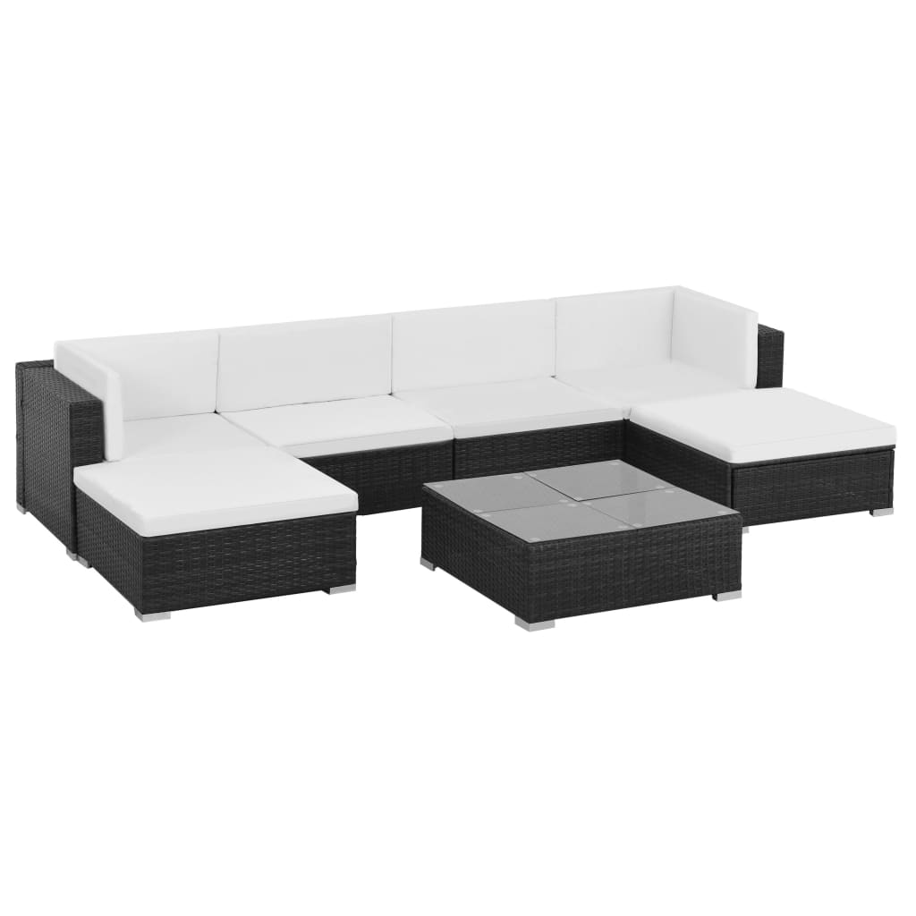 7-delige Loungeset met kussens poly rattan