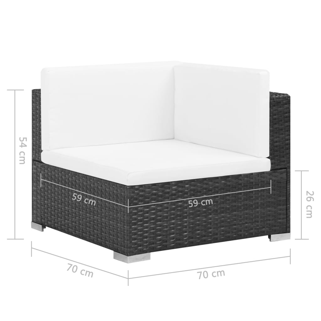 7-delige Loungeset met kussens poly rattan