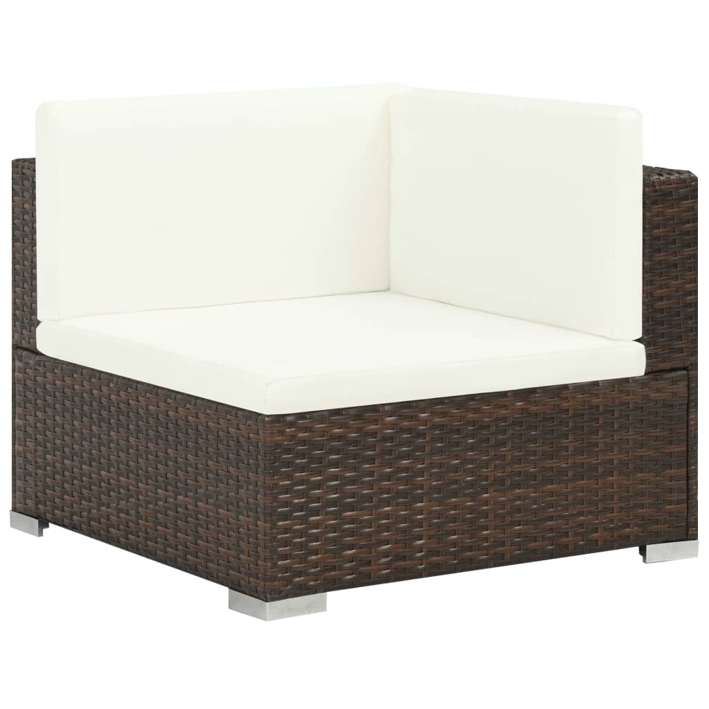 7-delige Loungeset met kussens poly rattan