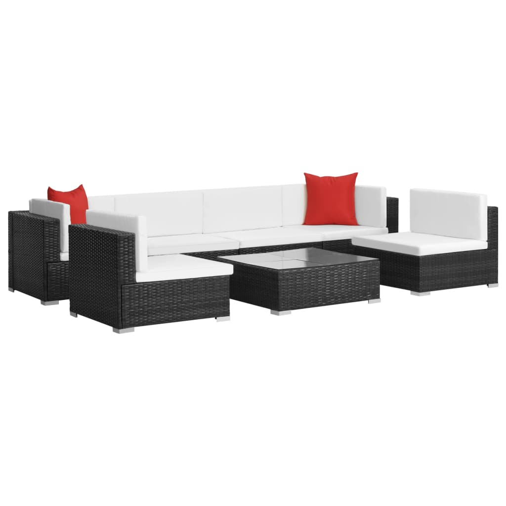 7-delige Loungeset met kussens poly rattan