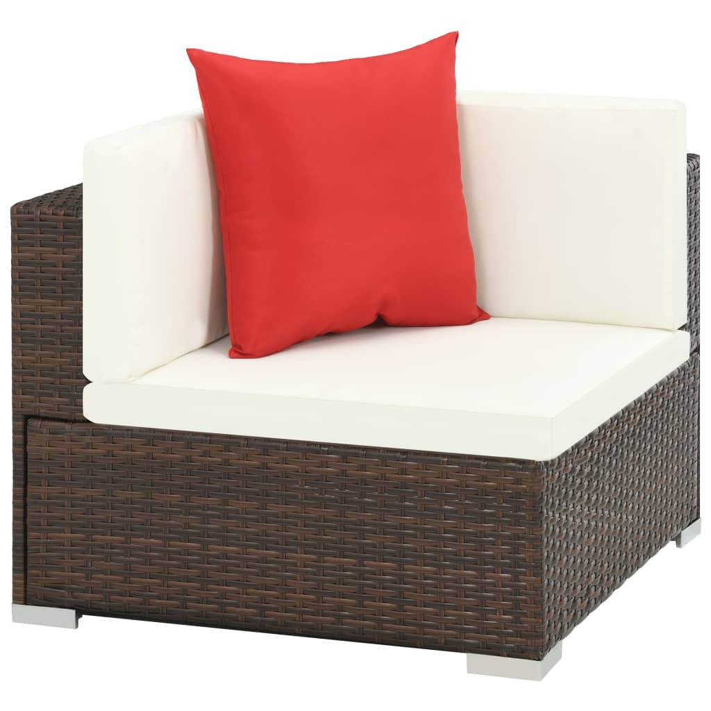 7-delige Loungeset met kussens poly rattan