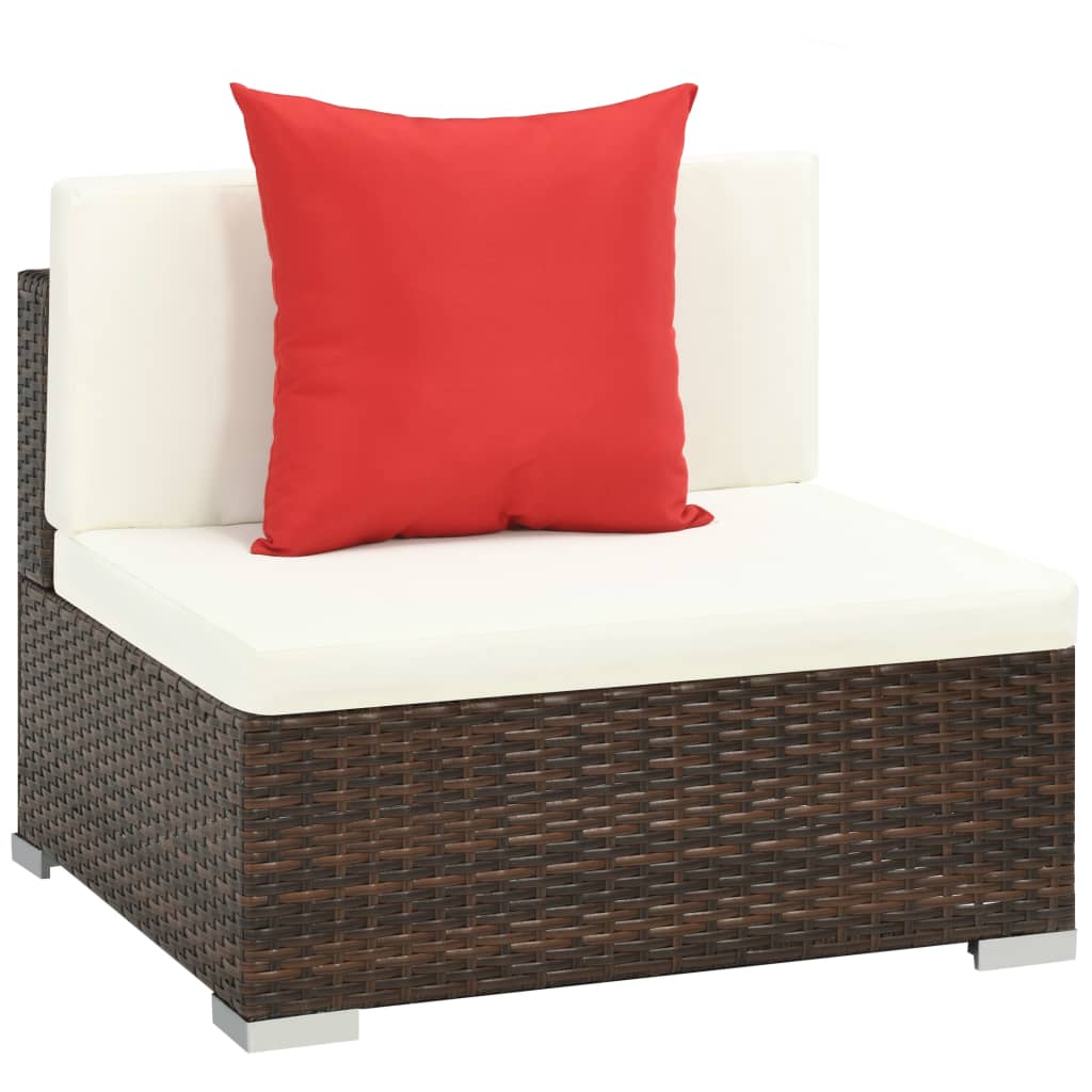 7-delige Loungeset met kussens poly rattan